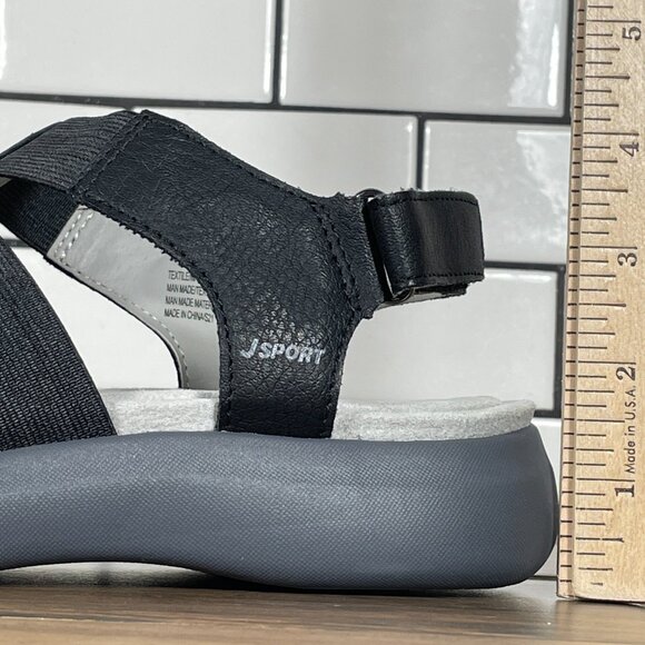 JSport Cara Womens Size 9 Shoes Black Open Toe Lightweight Strappy Wedge Sandals - Picture 9 of 13